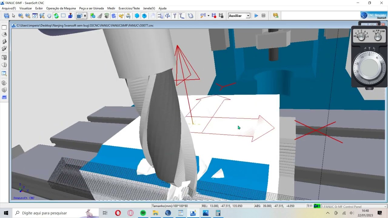 Programa CNC parametrizado: Fresar chanfros externo nos quatro lados de uma peça quadrada.
