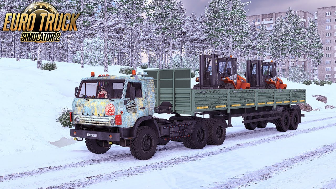 Якутск – Тында (Россия) 🚚 КамАЗ 4410 🚛 Нефаз 9334 📄 Груз: внедорожные подъёмники