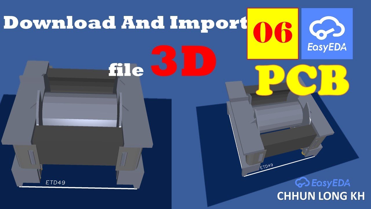 How to download and import file 3D transformer  ETD49  in EasyEDA working 100%