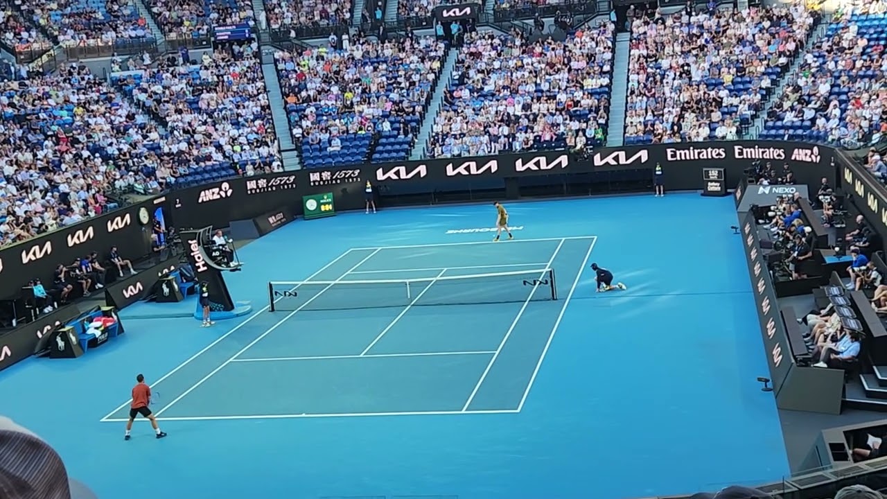 Sinner servebotting against Gaston at Australian Open 2026 R1