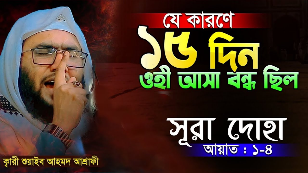 যে কারণে ১৫ দিন ওহী আসা বন্ধ ছিল। সূরা দোহা তাফসির। শুয়াইব আহমেদ আশ্রফী Qari Shuayb Ahmed Ashrafi