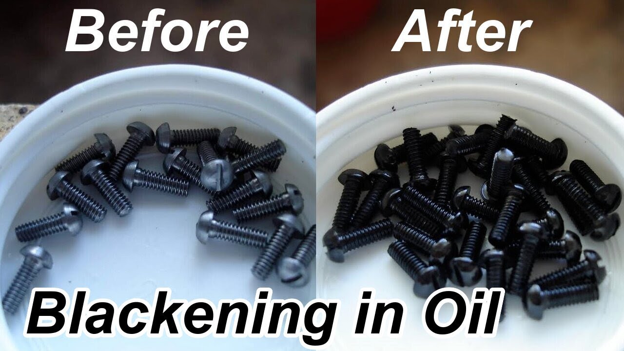Bluing Steel Round Head Screws in Oil