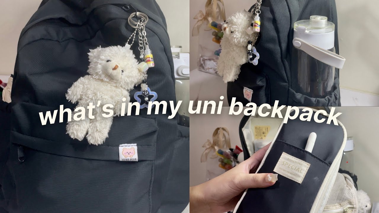 what&rsquo;s in my uni backpack 2025 // college uni essentials 🤍 + pencil case & makeup kit tour