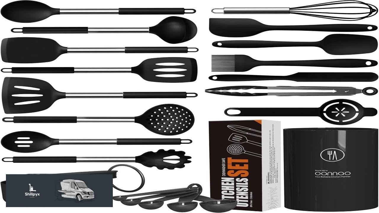 oannao Large Silicone Cooking Utensils Set Heat Resistant Kitchen Utensils