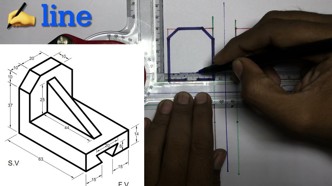 How to draw orthographic view by the help of mini drafter.