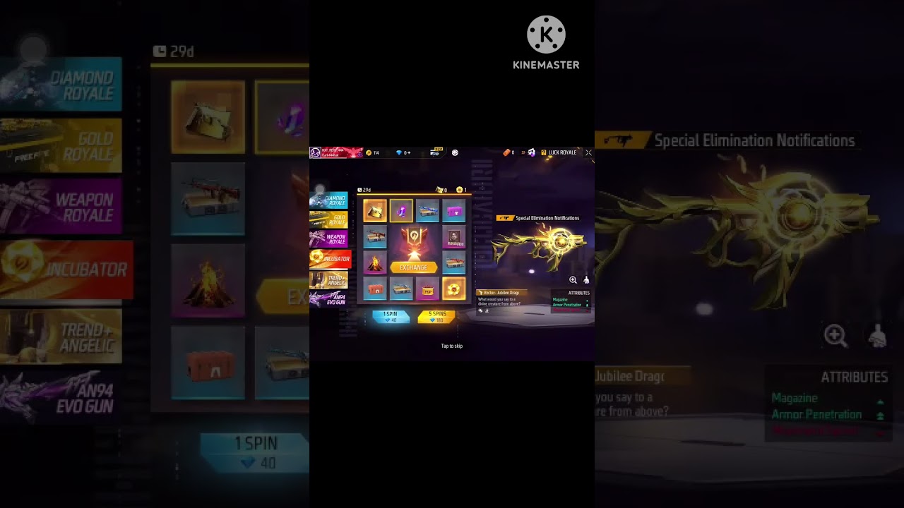 Free fire new incubator vector gun skin one spin trick 🤩🤩🤩🤩#freefire #shorts
