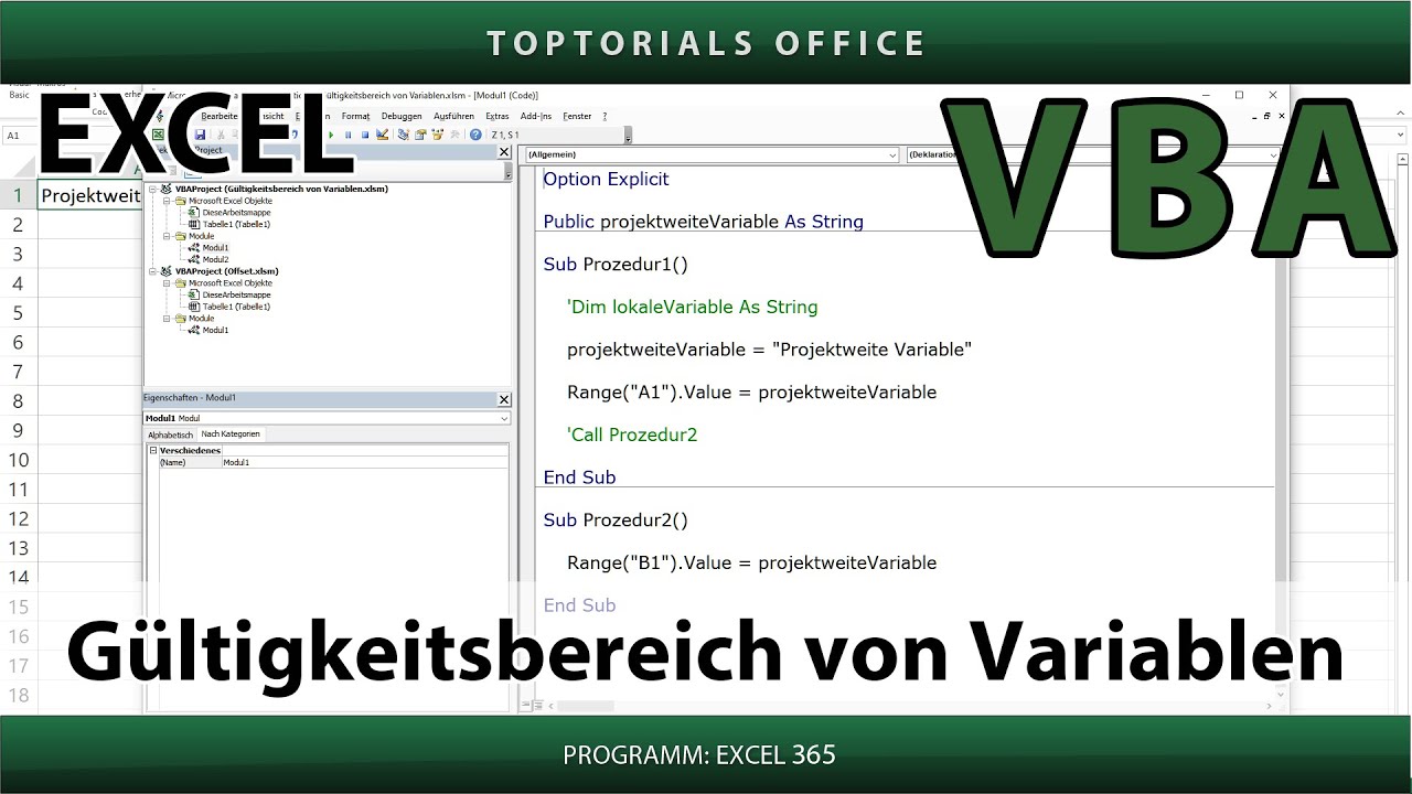 Gültigkeitsbereich von Variablen / Excel VBA