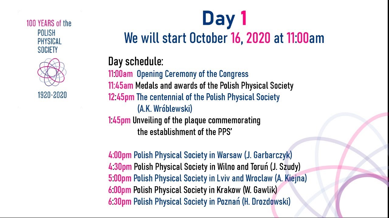 Extraordinary Congress of Polish Physicists &ndash; Day 1