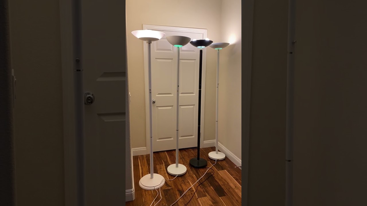 Vintage 1990s Halogen Torchiere White Black Floor Lamp Spaceship 71