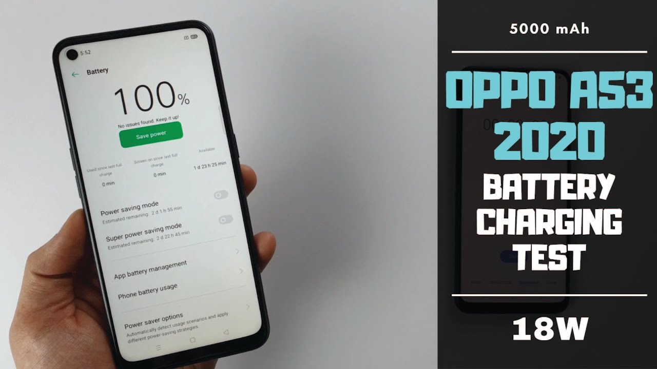 Oppo A53 2020 Battery Charging test 0% to 100% | 18W fast charger 5000 mAh
