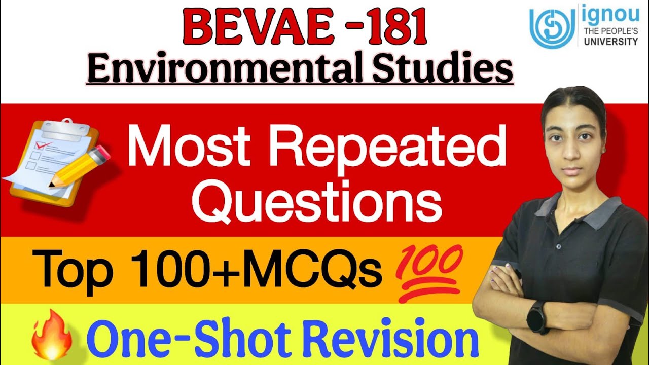 BEVAE 181 | 100+ Most Expected MCQs for IGNOU Exam | Environmental Studies|Ignou classes by Nisha