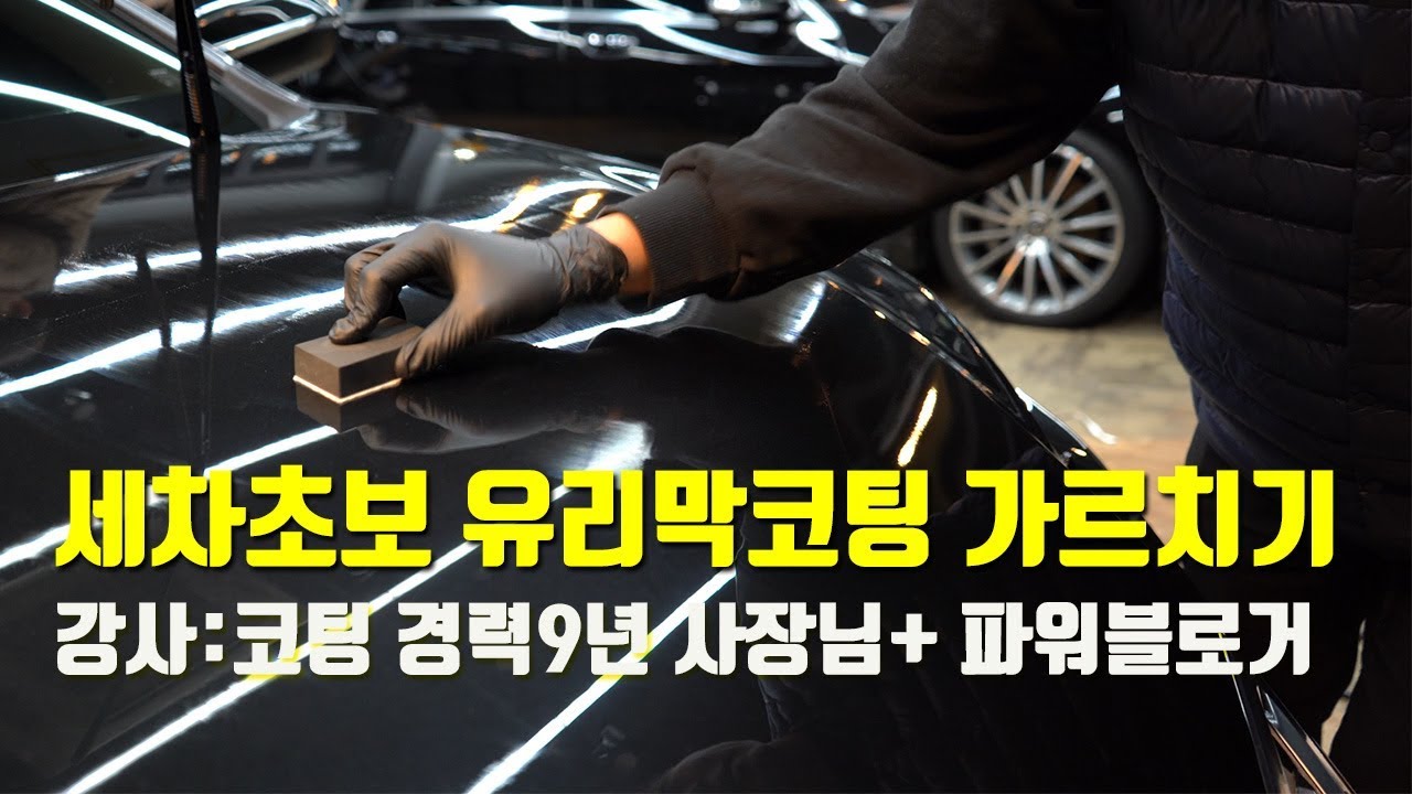 세차 초보 유리막코팅 가르치기 렉서스 NX300h 검정차의 끝 광을 보여주지