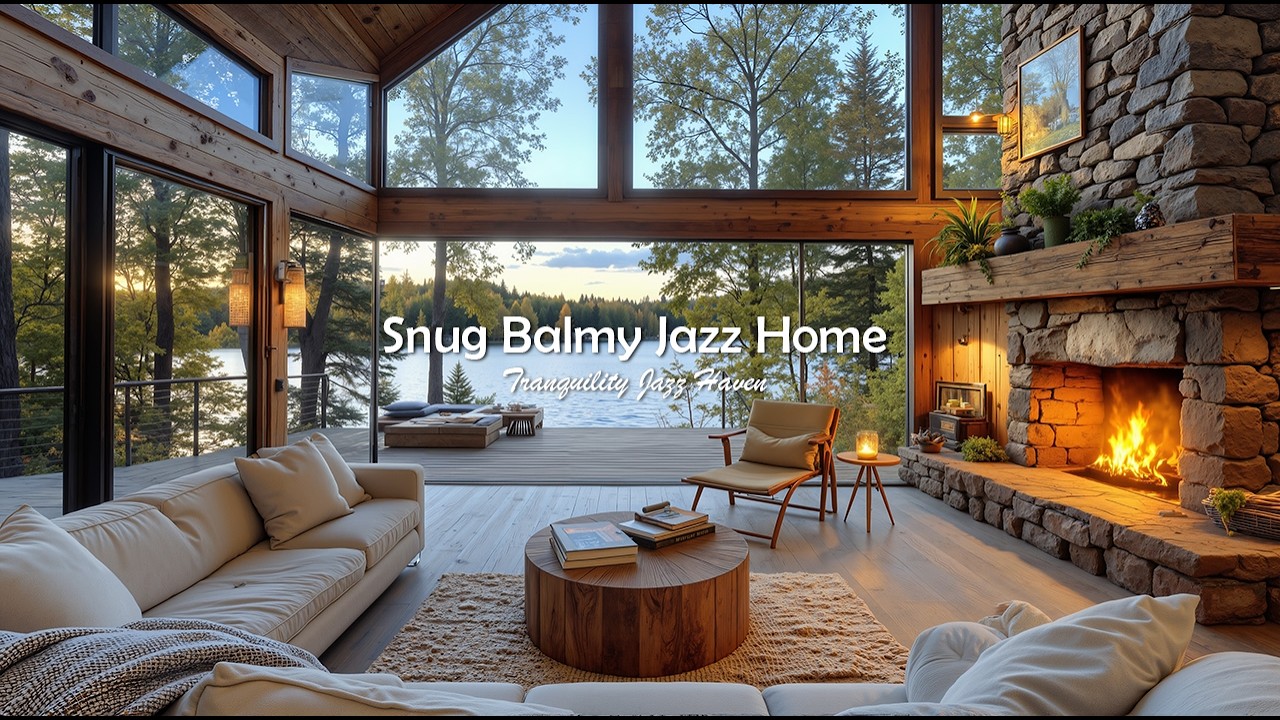 Snug Balmy Jazz Home Music For Positive Mood | Lakeside Jazz Melody & Nature Therapy To Relaxatio...