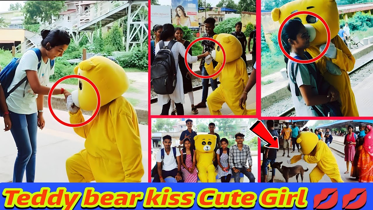 Teddy bear kiss Cute Girl 💋 /  #romantic #prank || Funny and crazy dance | Sostar Teddy |