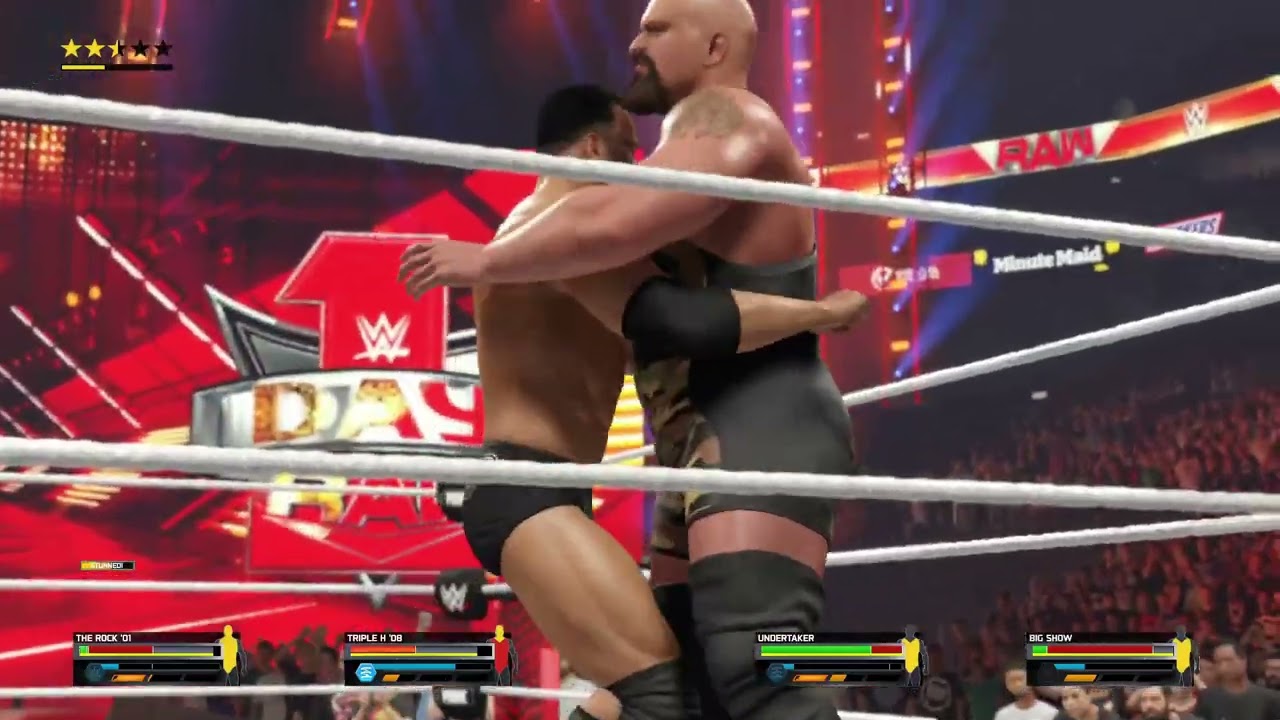 Андертейкер против Трипл Эйча против Биг Шоу против Рока! 😱 Титульный матч WWE 2K25 🔥 #ytshorts #...