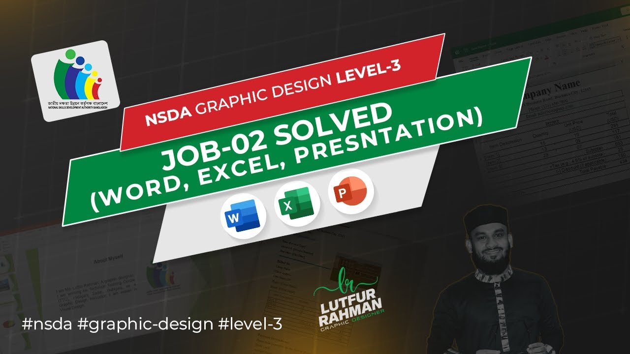 Job Sheet NSDA Graphic Design L-3  Microsoft Office (Word, Excel, Powerpoint) Solved by Lutfur Sir