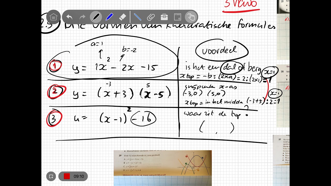 3 havo 2.5 Drie vormen van kwadratische formules