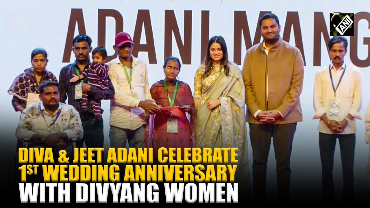 Jeet Adani and wife Diva Shah celebrates their first wedding anniversary with &lsquo;Divyang Women&rsquo;