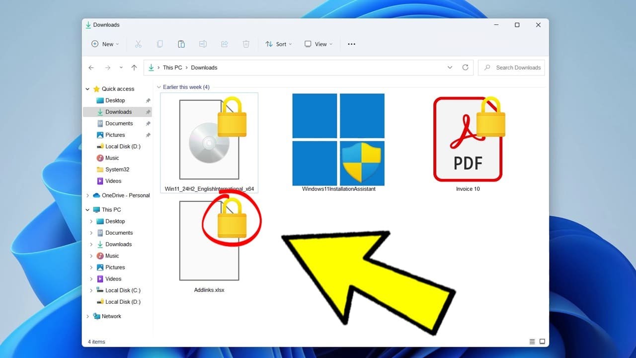 Remove Yellow Padlock symbol from folder / file in Win - How To Get Rid Of Lock Icon on Document 🔒❌