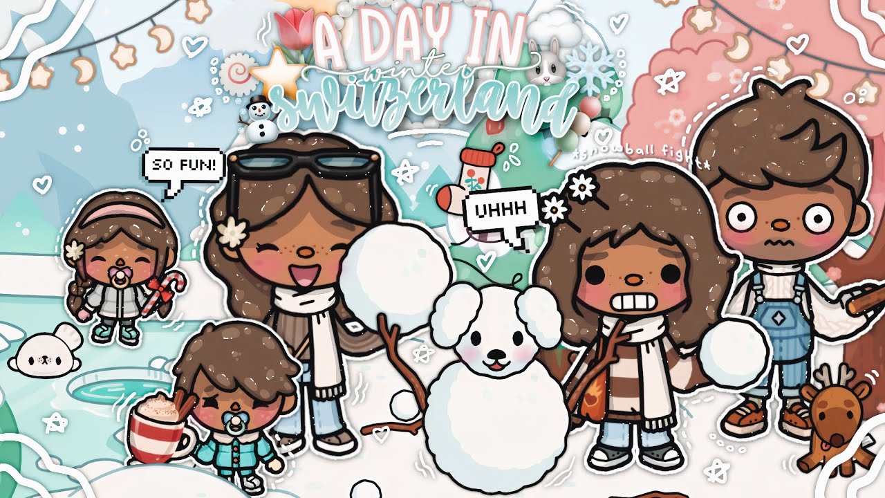 ୭ ˚. A Winter Day in *SWITZERLAND* • Skiing + cozy night 🇨🇭🍡☃️ || *voiced* 🎙|| Toca Life World 🌎🐾🐇