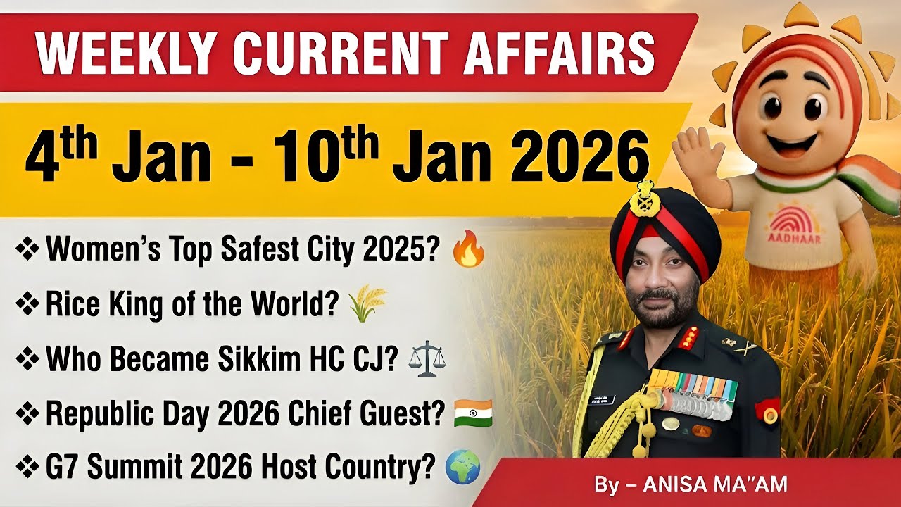 Weekly Current Affairs 2026| 4th Jan to 10th Jan 2026 |Most Important Current Affairs 2026