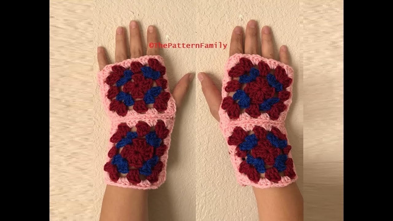 How to Crochet Granny Stitch Fingerless Gloves Pattern #565│by ThePatternFamily