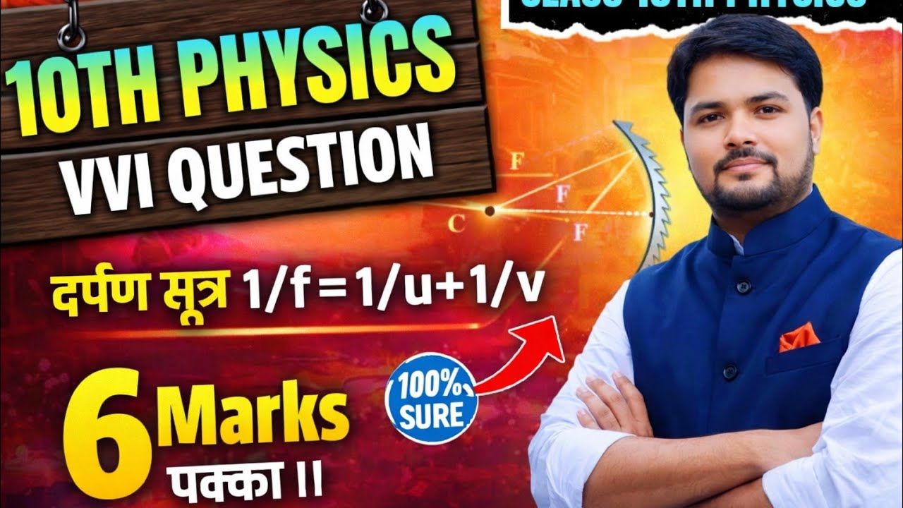 10th Physics VVI Question | दर्पण सूत्र 1/f = 1/u + 1/v | 6 Marks पक्का | Bihar Board 2026