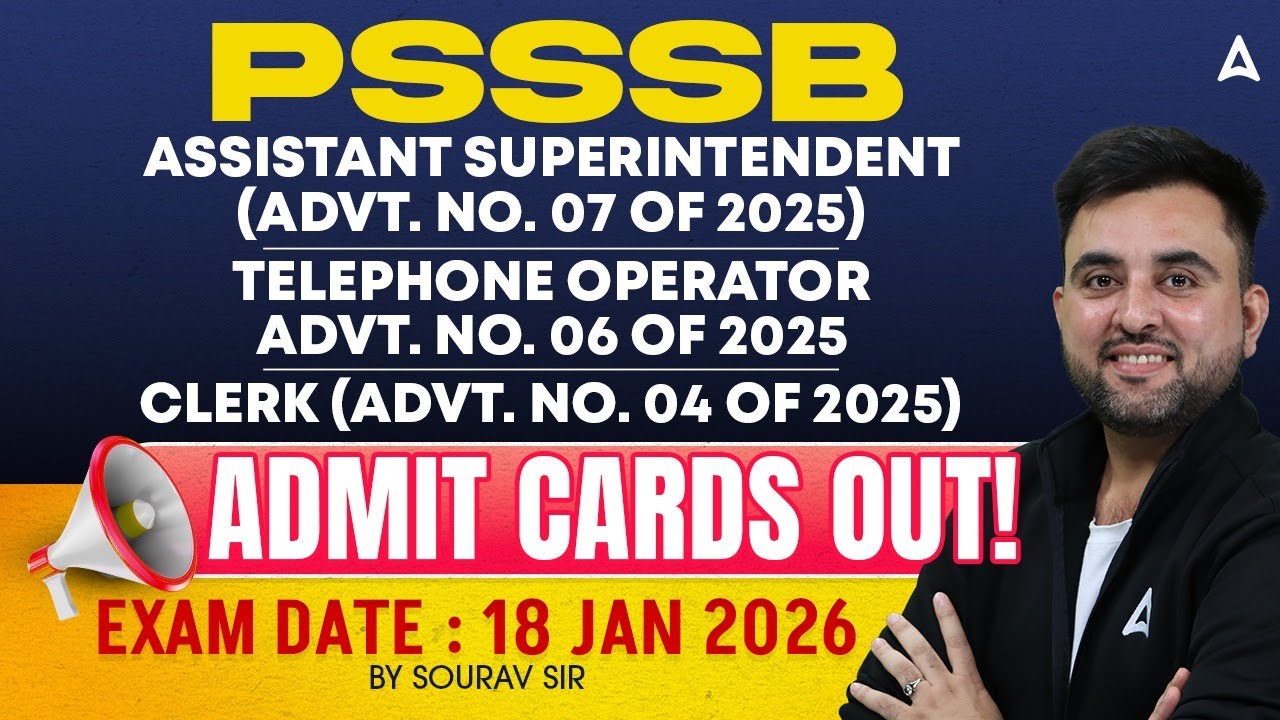 PSSSB Assistant Superintendent Admit Card | PSSSB Exam Date 2026 | PSSSB Various Post Admit Card