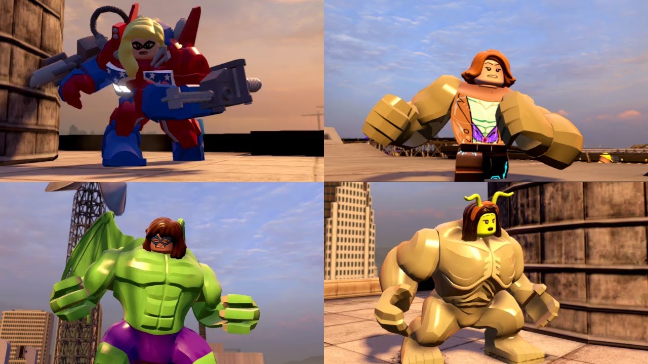 LEGO Marvel Avengers: Any Female Characters Transform into Bigfig characters with Hulk AOU animation