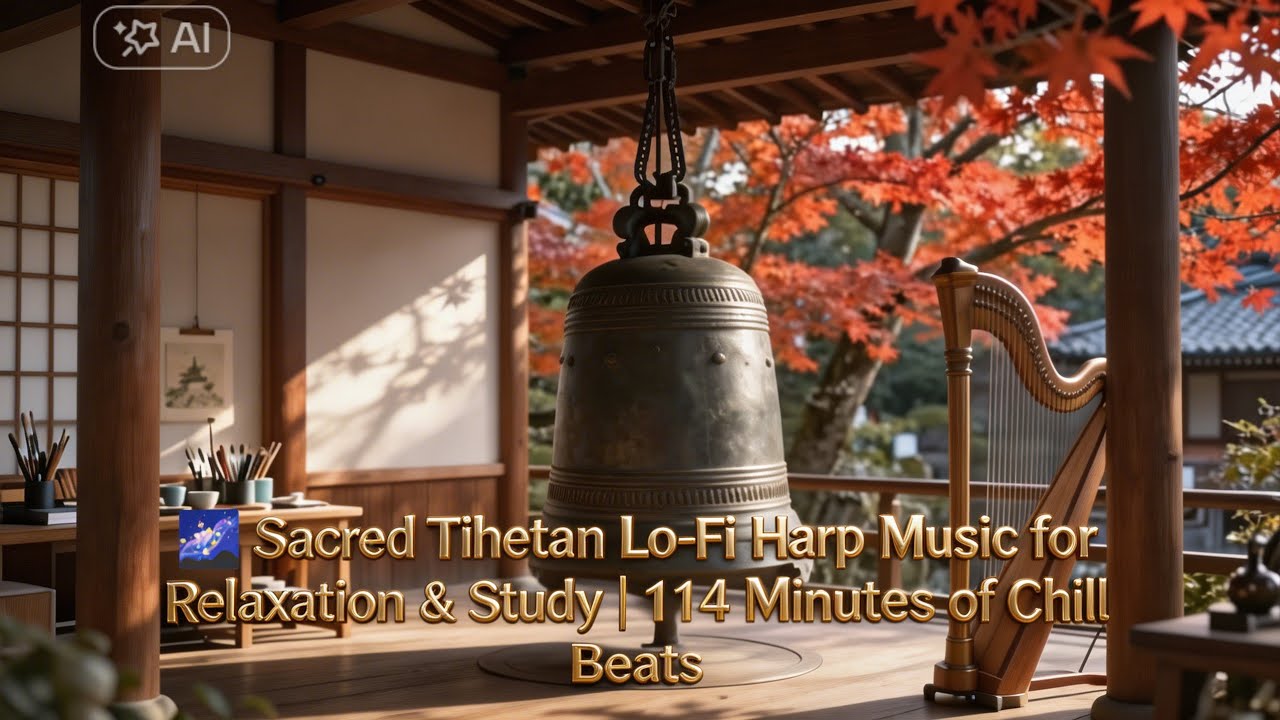 🌌 Sacred Tibetan Lo-Fi Harp Music for Relaxation & Study | 114 Minutes of Chill Beats