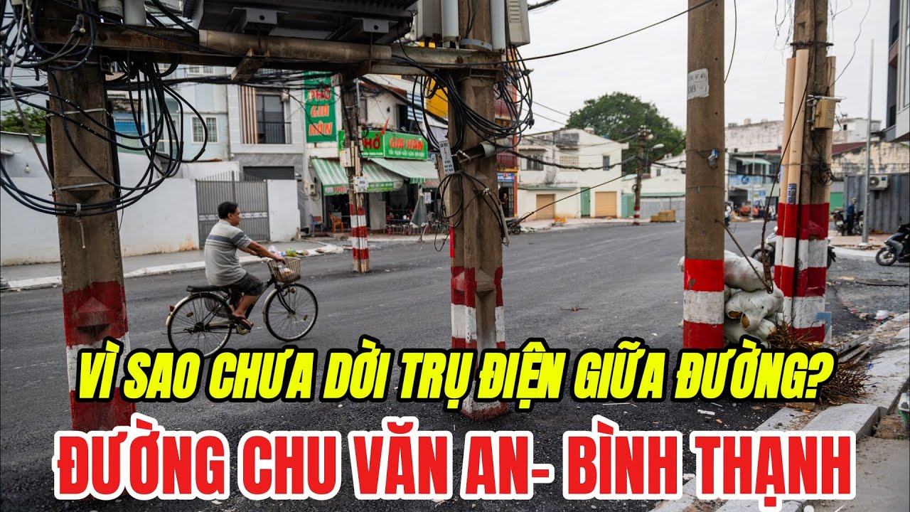 Đường Chu Văn An qua mốc thông xe nhưng chưa dời cột điện, chủ đầu tư tiếp tục chờ hướng dẫn