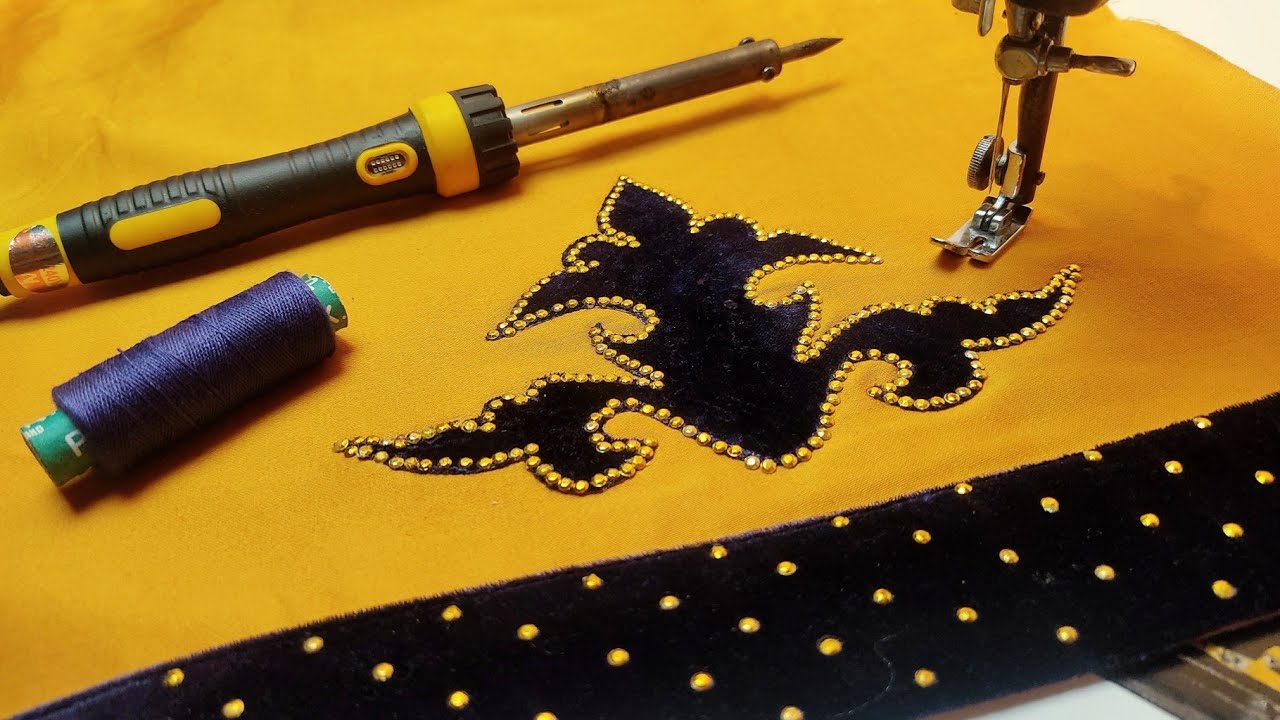 Velvet embroidery with sewing machine _ Sewing machine velvet applique embroidery design for trouser