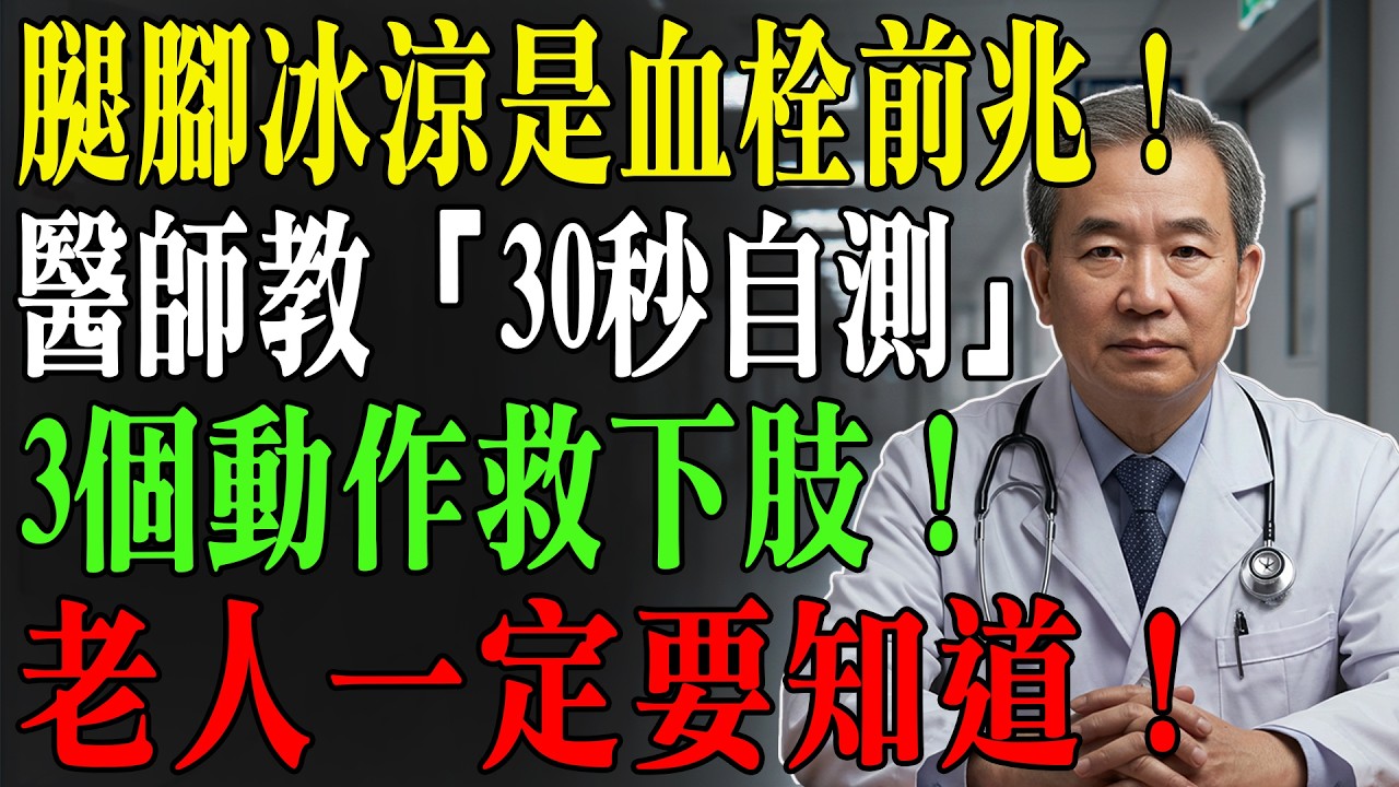 腿腳冰涼麻木是血栓前兆？醫師教你「30秒自測」！每天3個救命動作，迅速暢通下肢血管！
