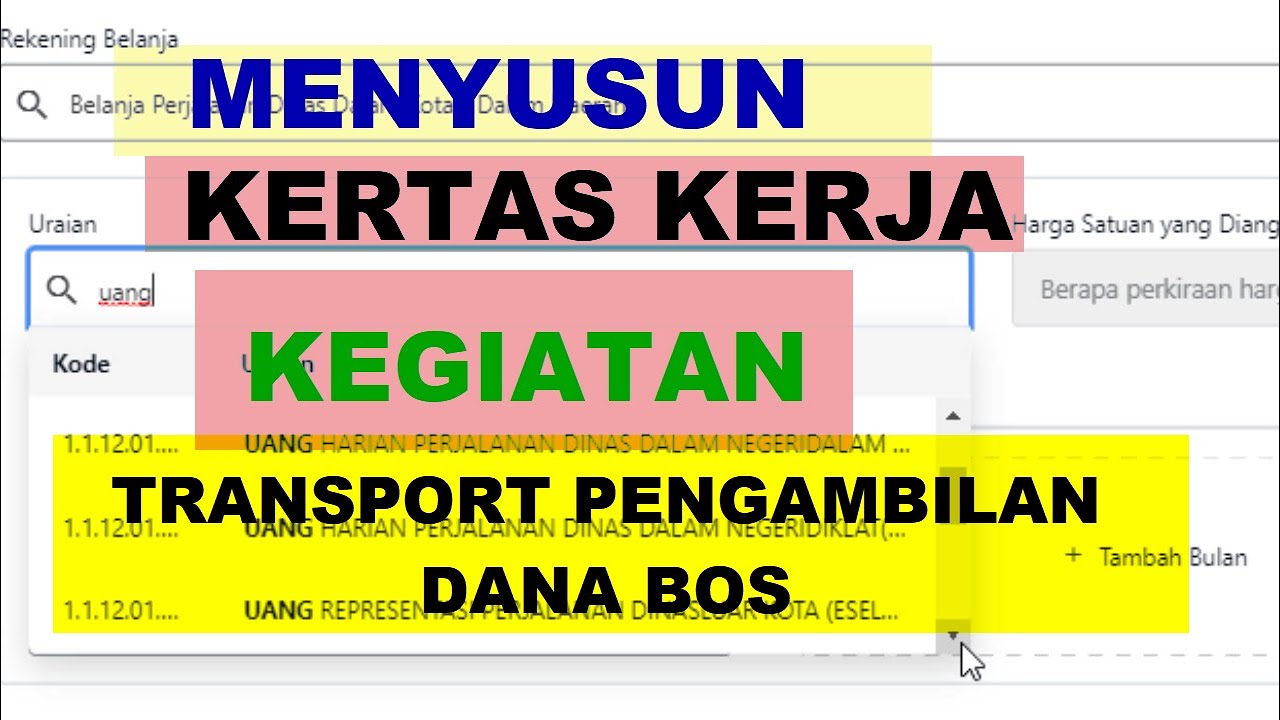 Penyusunan Kertas Kerja ~ RKAS 2025 ~ Khusus Transport Pengambilan Dana BOS