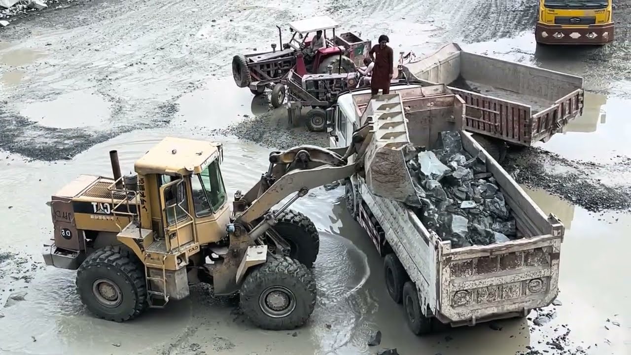 Rock Loading Process at Sand Quarry | Caterpillar Loader &Dumper Trucks Working #caterpillar #truck 