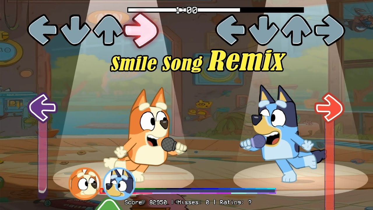 FNF Smile Song REMIX (Bluey & Bingo) | Bluey Vs Bingo Sings Smile | FNF mod - Friday Night Funkin'