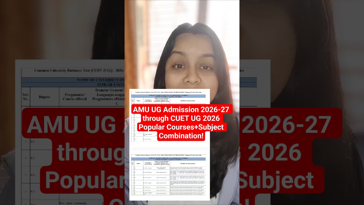 AMU UG Admission 2026-27 through CUET UG 2026 Popular Courses+Subject Combination! 
