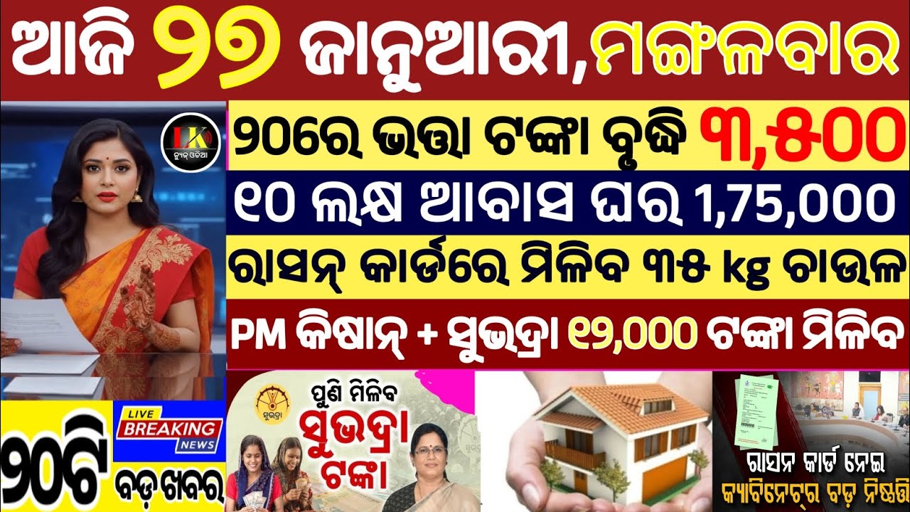today's morning news odisha/27 January 2026/subhadra yojana online apply process/odisha news today