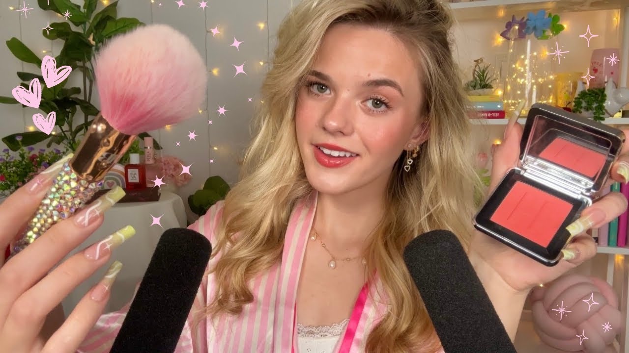 ASMR My Glowy Makeup Routine ⋆˚｡⋆୨🎀୧⋆˚｡⋆ (cruelty-free beauty, acne prone skin, binaural whispers)