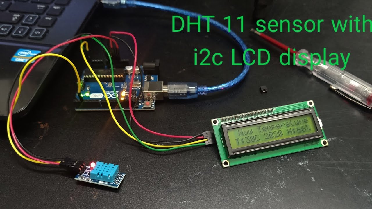Temperature and humidity sensor Dht 11 with i2c LCD display