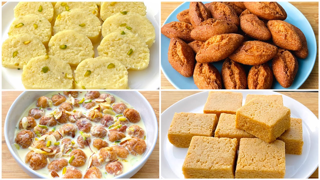 ৪টি সহজ ও ভীষন মজার সুজির রেসিপি একসাথে | Sujir Rasmalai, Sujir biscuits, Sujir Misty,Suji MilkCake