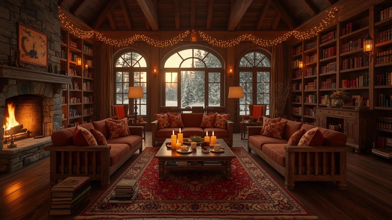 Cozy Snowfall Fireplace Jazz ❄️ Relaxing Winter Sounds for Focus, Study Flow & Calm Mind