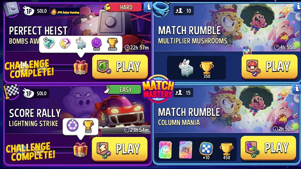 (2 Solo+2 Rumble) Bombs Away+Rainbow 🌈/Lightning Strike/ Multiplier Mushrooms/ Column Mania 