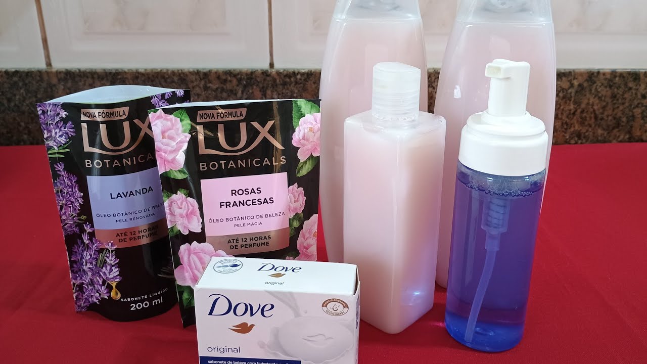 Com Sabonete Dove Sabonete Lux você faz Shampoo, Sabonete líquido, Espumante 3 em 1 com opções