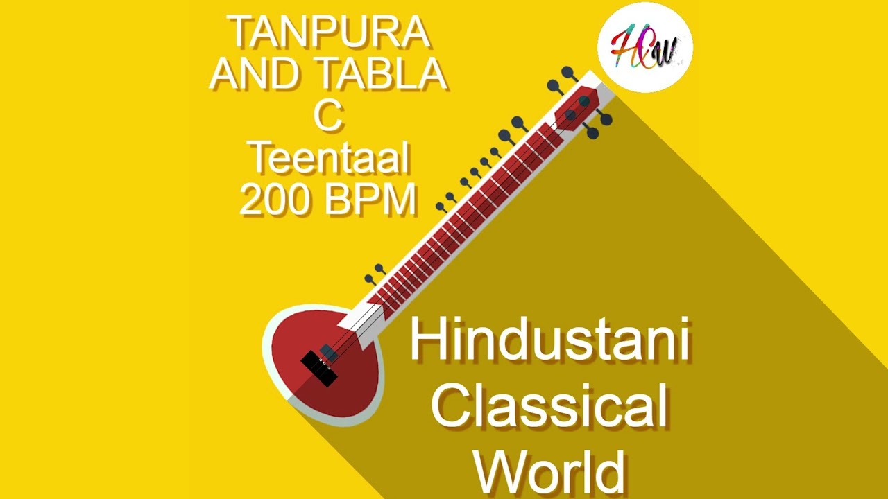 Tabla and Tanpura Scale C | Teen Taal 200 BPM Scale C