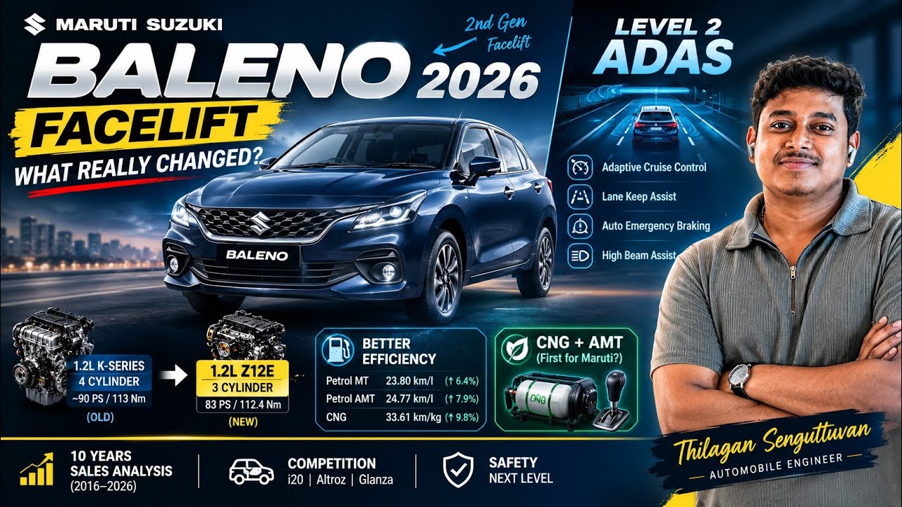 2026 Maruti Suzuki Baleno Facelift Explained | 4-Cylinder to 3-Cylinder + Level 2 ADAS