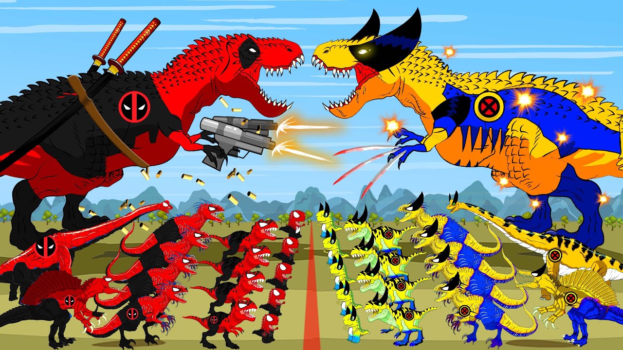 EVOLUTION OF DEADPOOL T-REX VS WOLVERINE V-REX DINOSAURS BRACHIOSAURUS KONG: Who will win?
