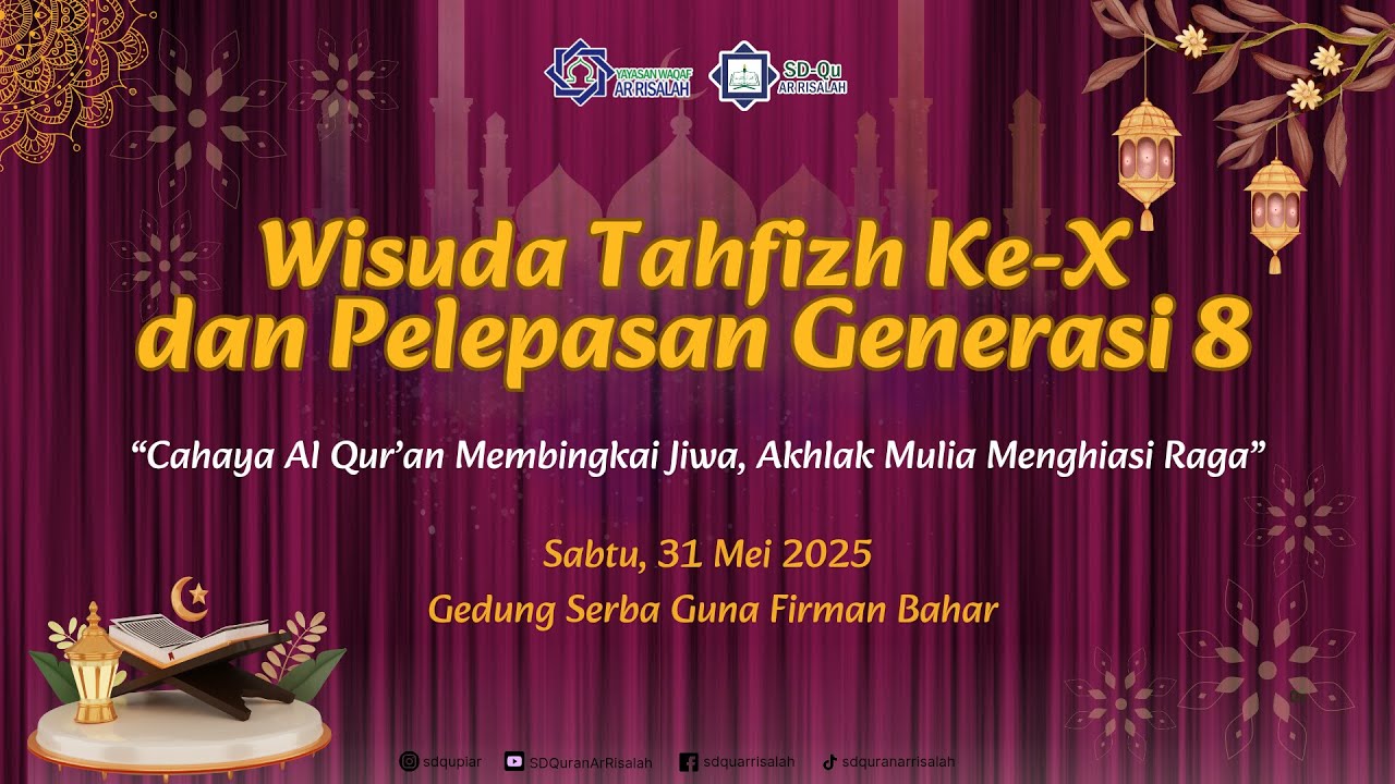 Wisuda Tahfizh ke X dan Pelepasan Generasi VIII | SD Qur'an Perguruan Islam Ar Risalah TP 2024/2025