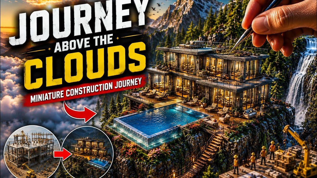 Miniature DIY Mountain Peak Glass Mansion Above the Clouds | Hyper Realistic Construction Timelapse