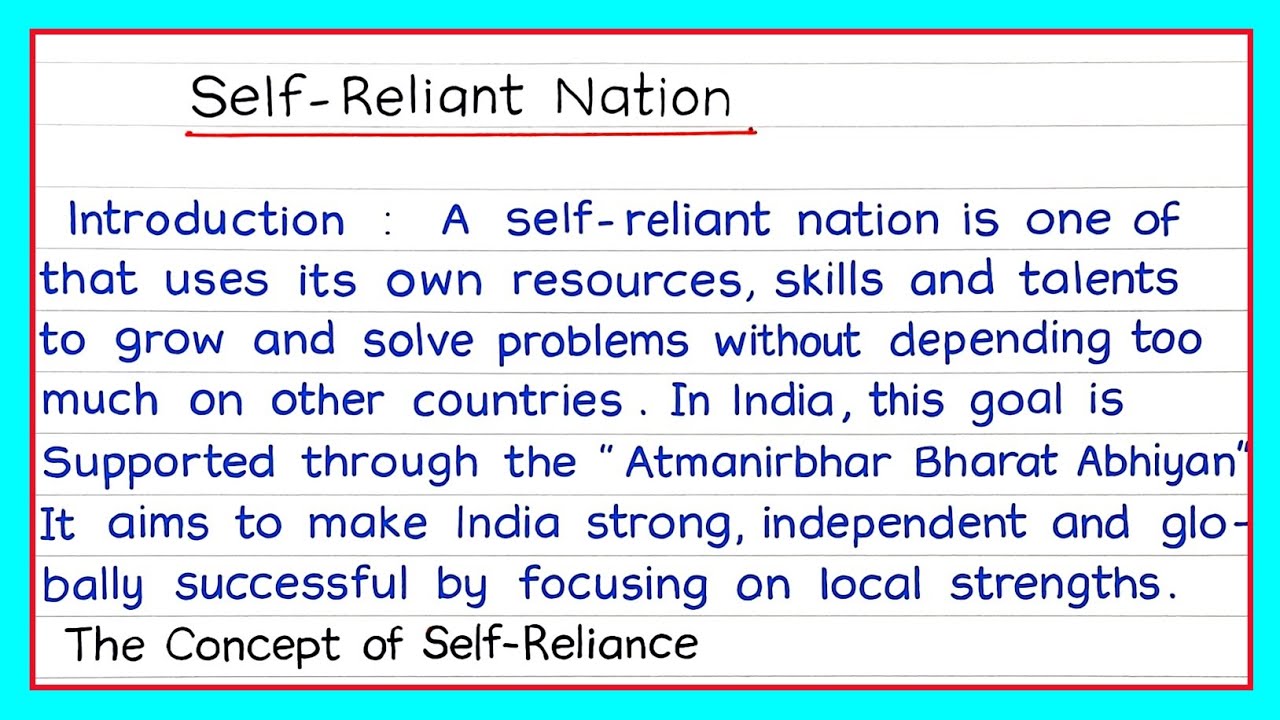 Self-Reliant Nation Development Essay in English 🇮🇳 | Self-Reliant India Essay | Aatmanirbhar Bharat